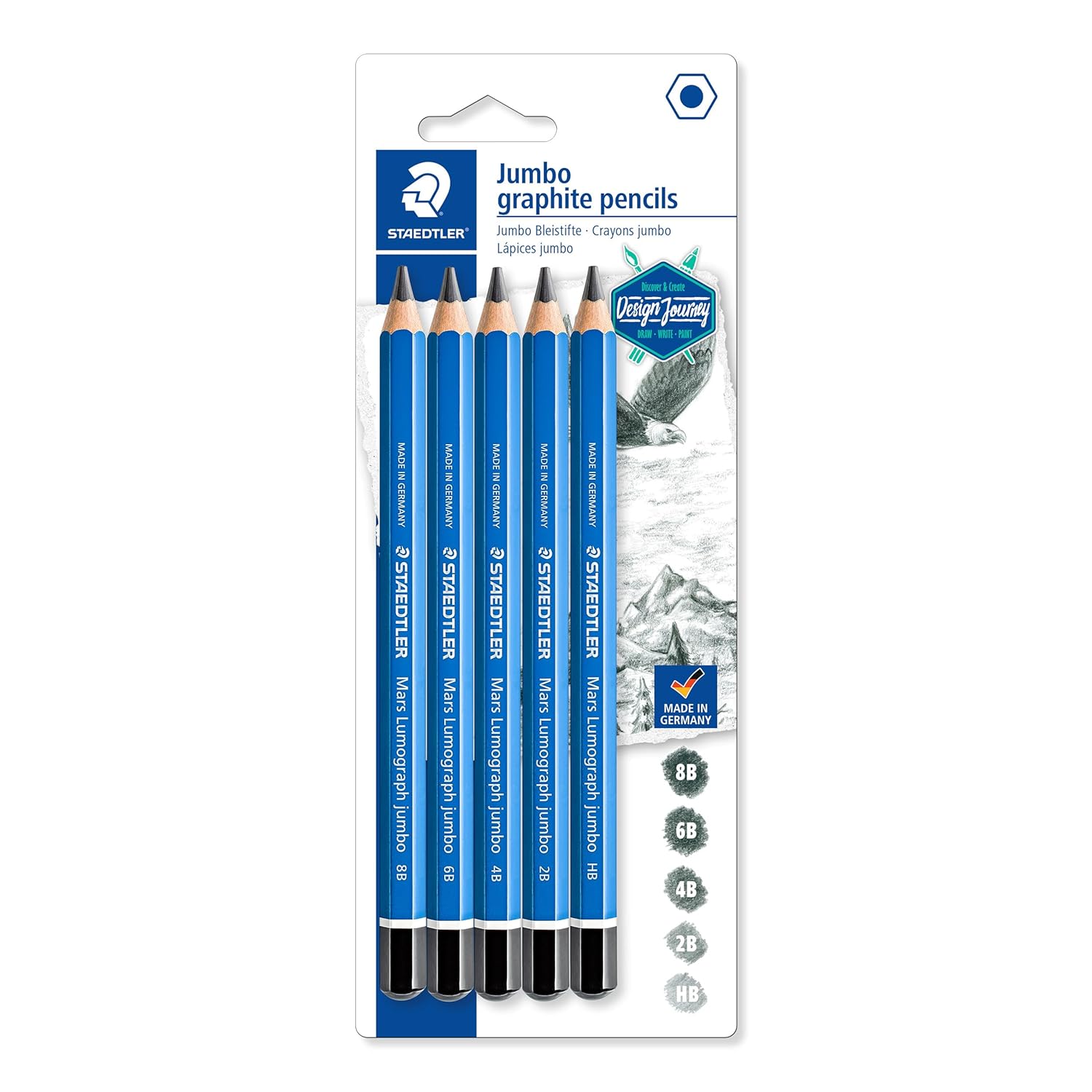 STAEDTLER LUMOGRAPH JUMBO GRAPHITE PENCIL SET OF 5